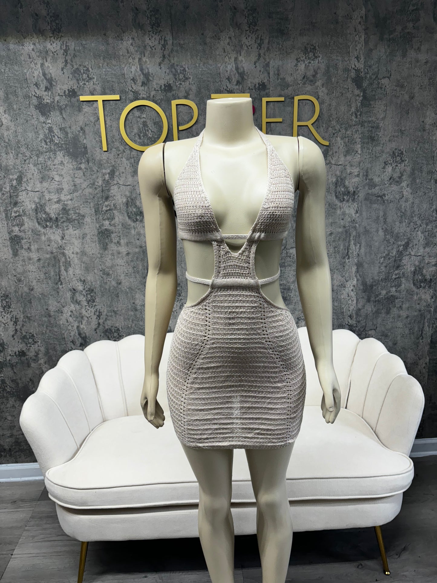 Beige Knit Dress